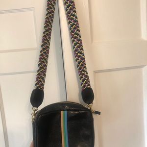 Clare V Black Lizard Midi crossbody